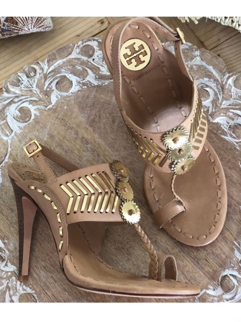 HPx2! Tory Burch Caylan Sandals. Size 8.5, 5” heel. Unworn. - Picture 15 of 15